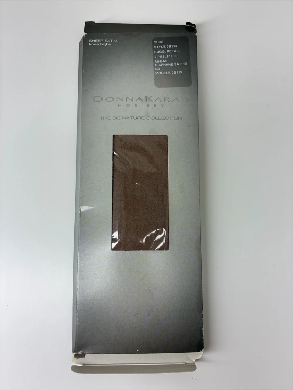 New Donna Karan Sheer Satin Knee-highs, 2 pairs, Nude